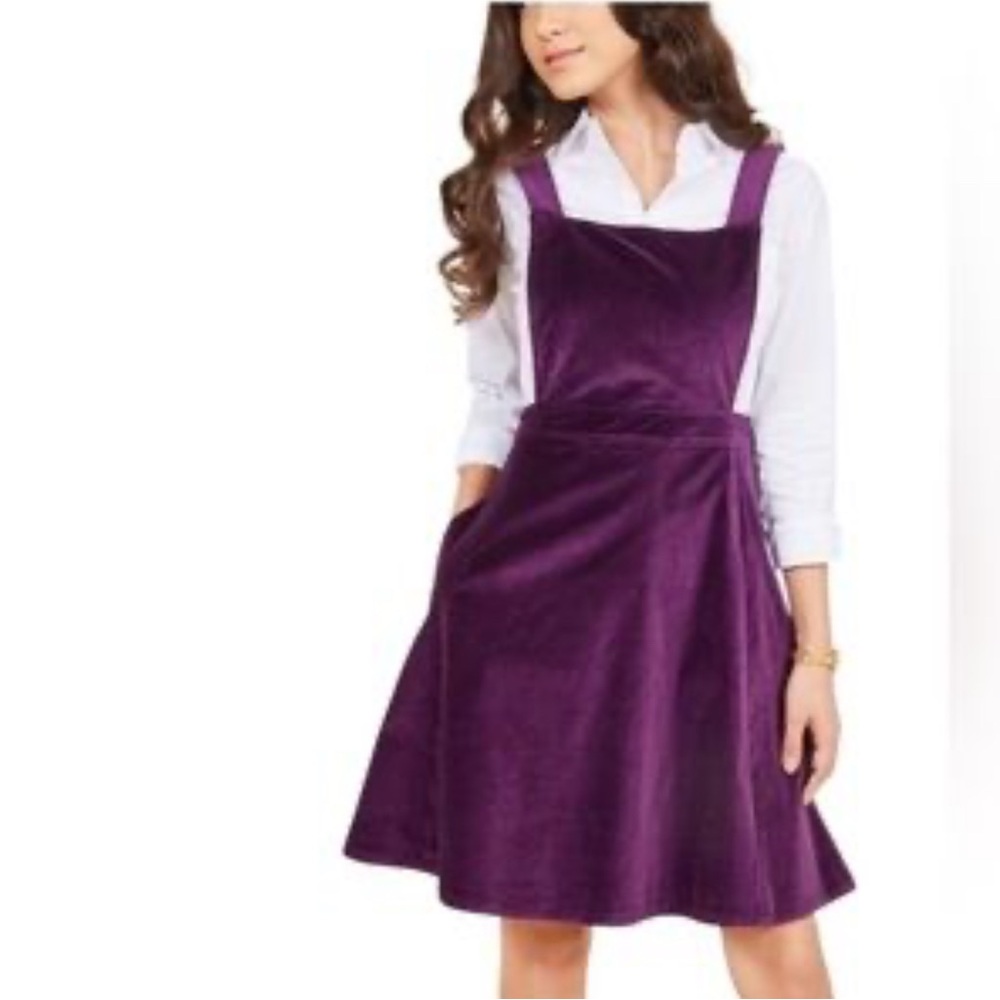 ModCloth Cupcake Consultant purple Velvet Overall Dress Size Small
